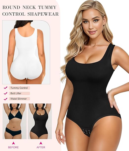 Stretch Crepe Seamless Bodysuit with Waist Slimming Design